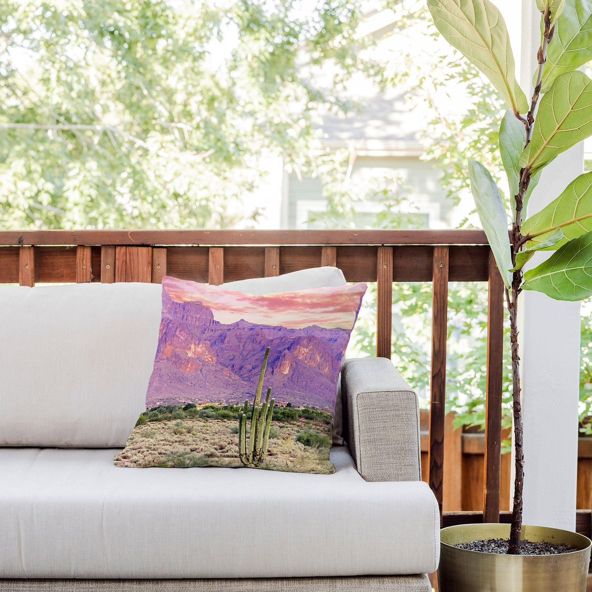 83 Oranges Cactus Sunset Outdoor Throw Pillow