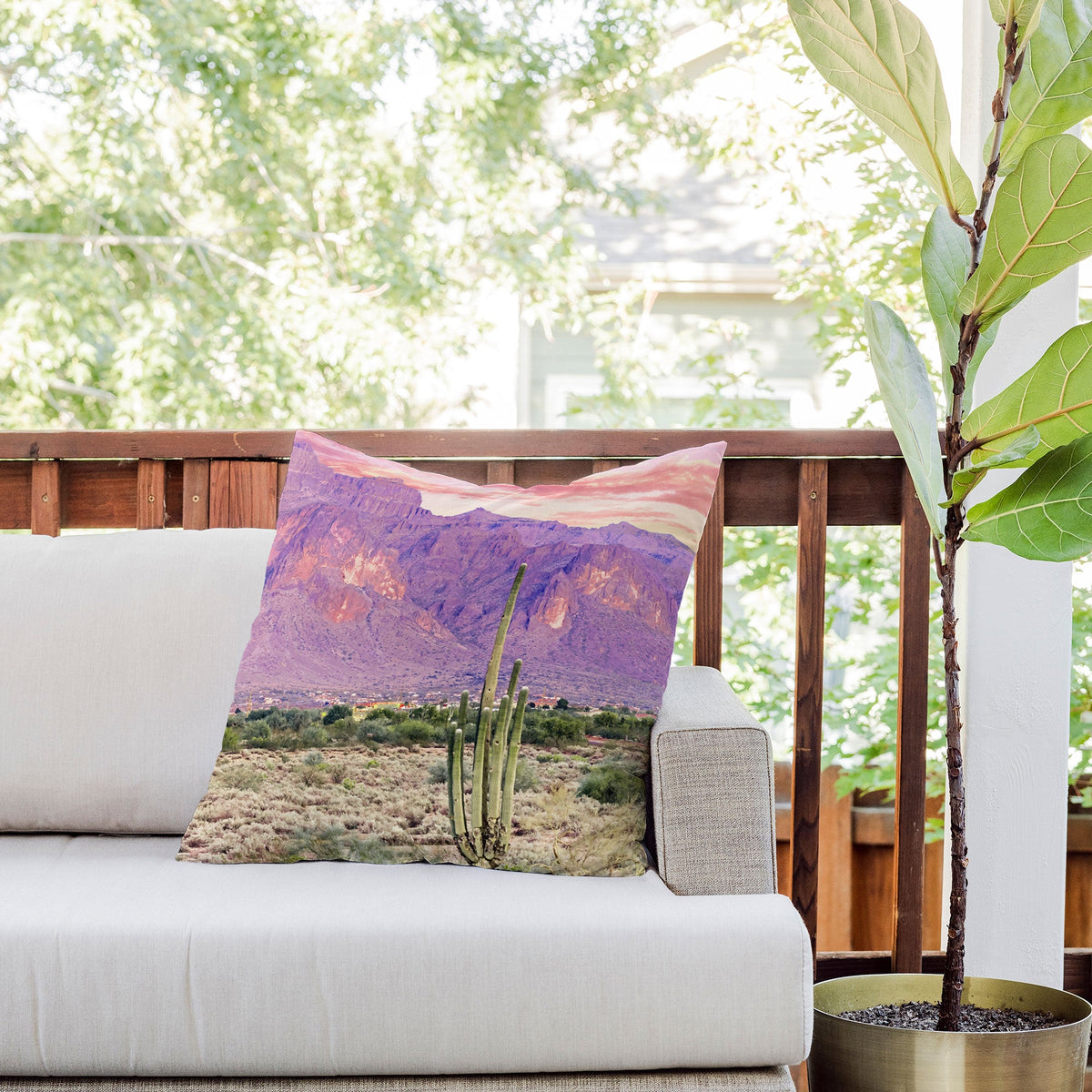 83 Oranges Cactus Sunset Outdoor Throw Pillow