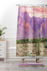 83 Oranges Cactus Sunset Shower Curtain And Mat