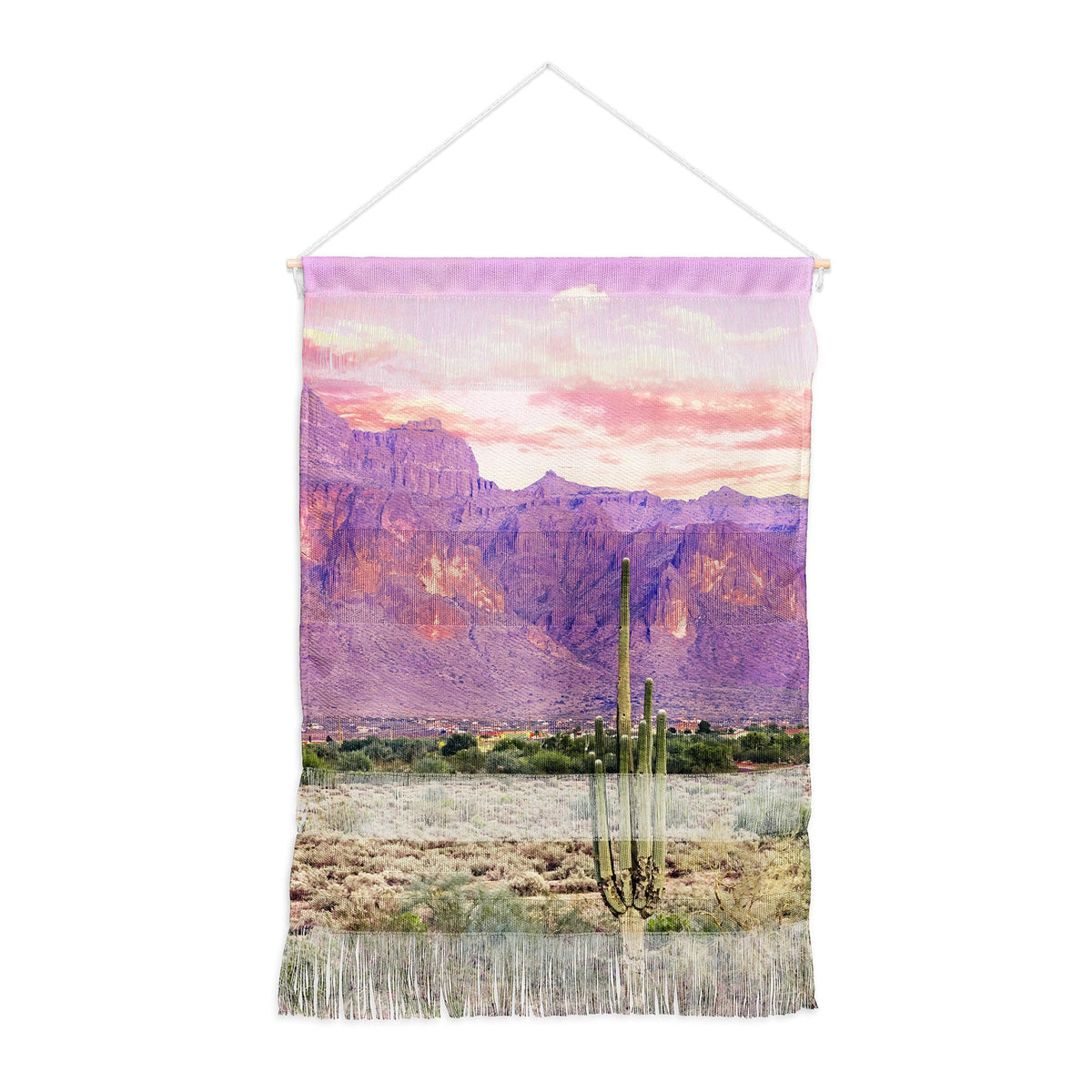 83 Oranges Cactus Sunset Wall Hanging Portrait