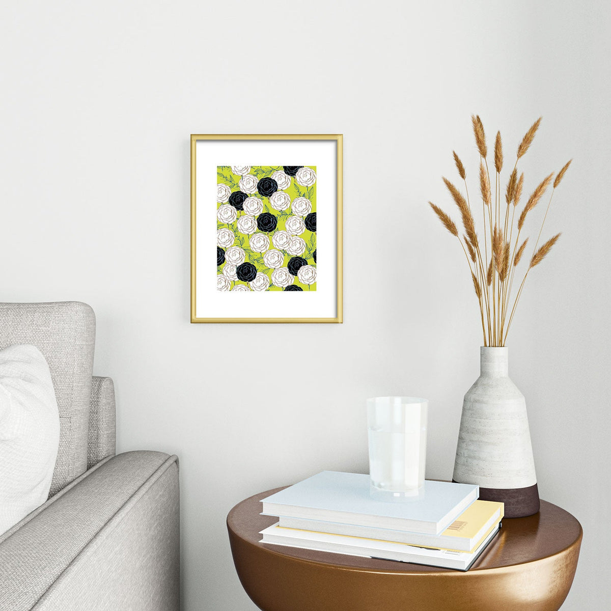 83 Oranges Carnations Metal Framed Art Print