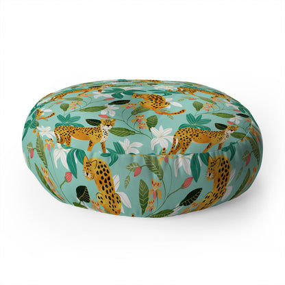 83 Oranges Cheetah Jungle Floor Pillow Round