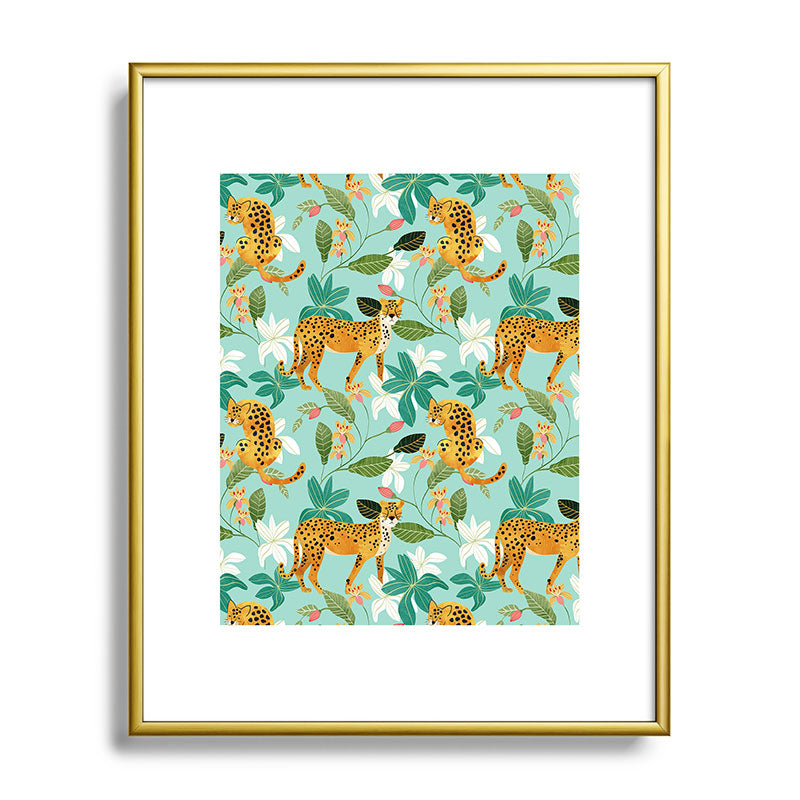 83 Oranges Cheetah Jungle Metal Framed Art Print
