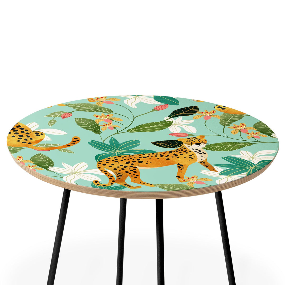 83 Oranges Cheetah Jungle Round Side Table