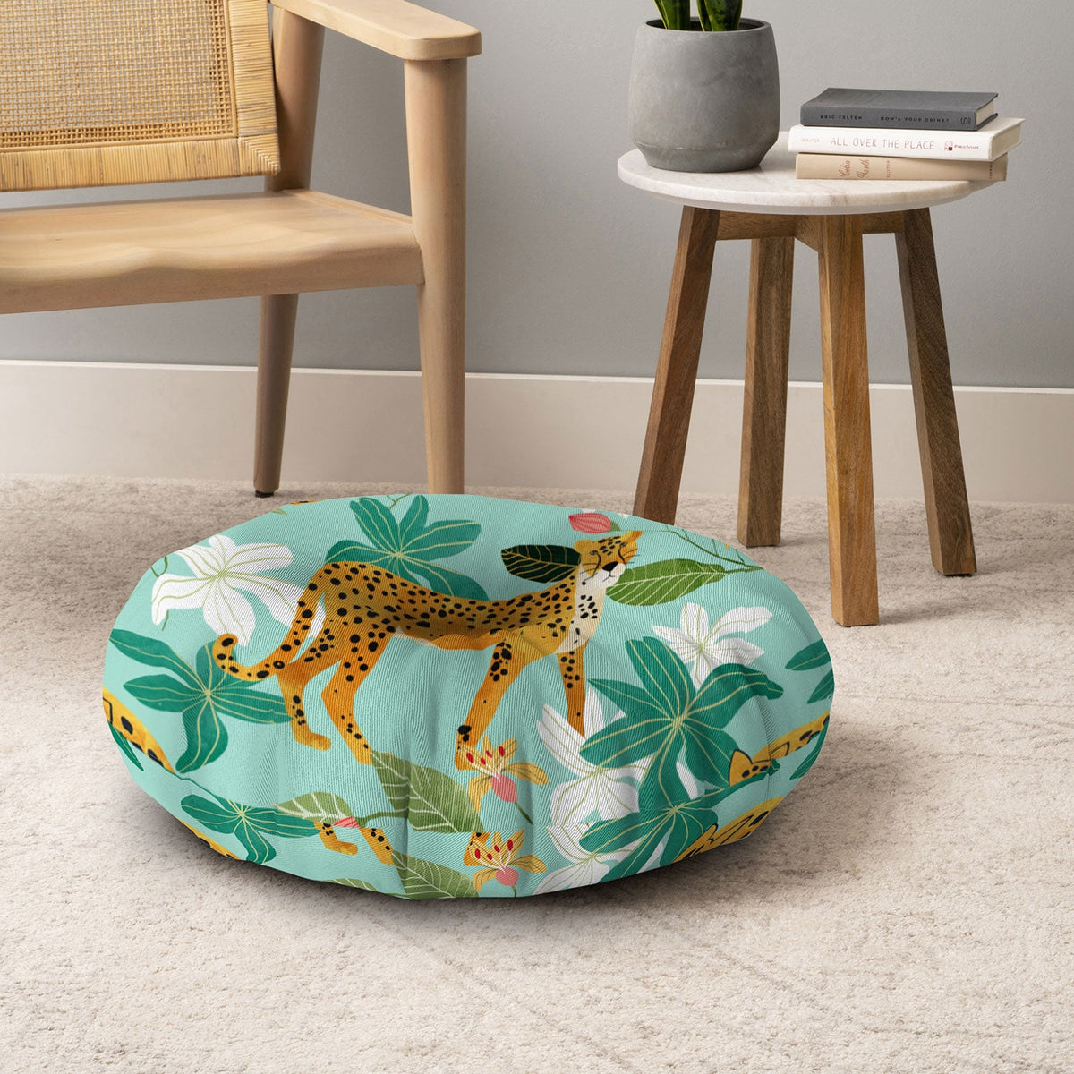 83 Oranges Cheetah Jungle Floor Pillow Round