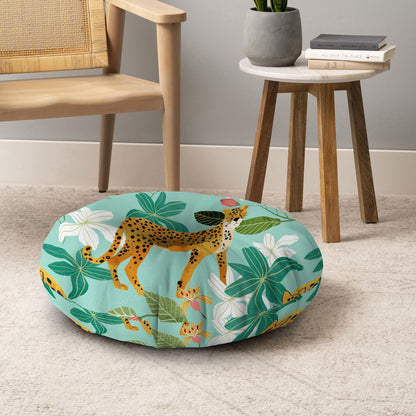 83 Oranges Cheetah Jungle Floor Pillow Round