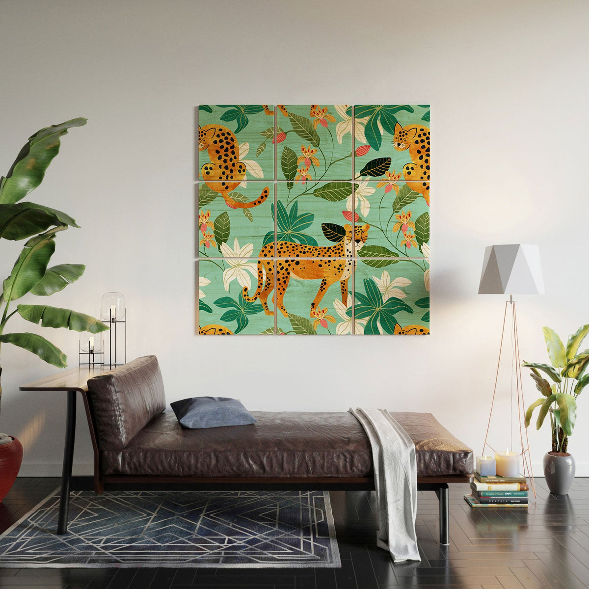 83 Oranges Cheetah Jungle Wood Wall Mural