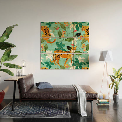 83 Oranges Cheetah Jungle Wood Wall Mural