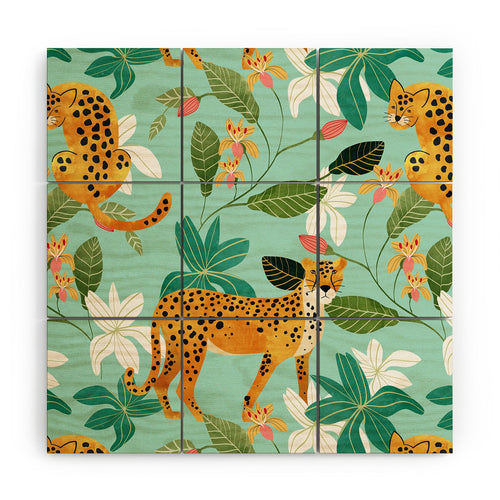 83 Oranges Cheetah Jungle Wood Wall Mural