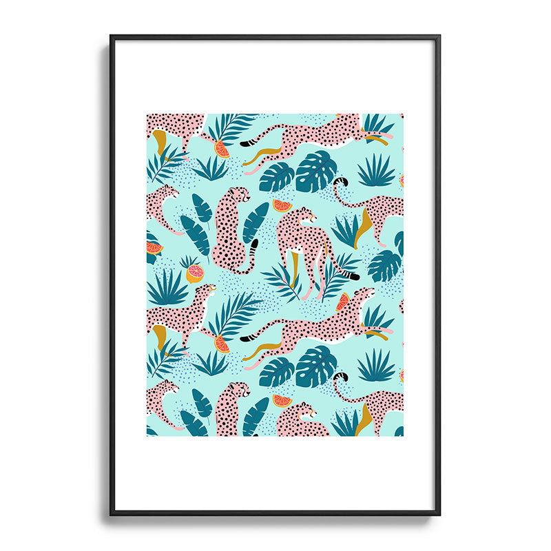 83 Oranges Cheetahs In Grapefruit Grove Metal Framed Art Print