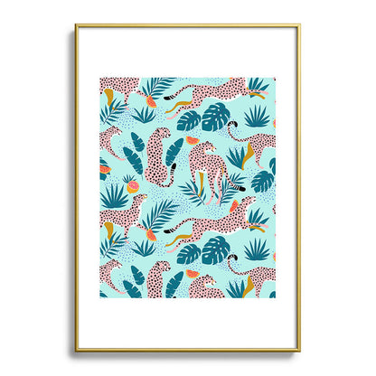 83 Oranges Cheetahs In Grapefruit Grove Metal Framed Art Print