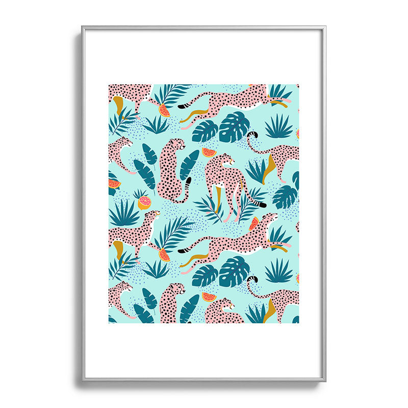 83 Oranges Cheetahs In Grapefruit Grove Metal Framed Art Print