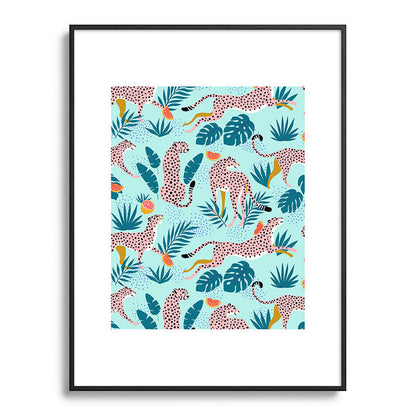 83 Oranges Cheetahs In Grapefruit Grove Metal Framed Art Print