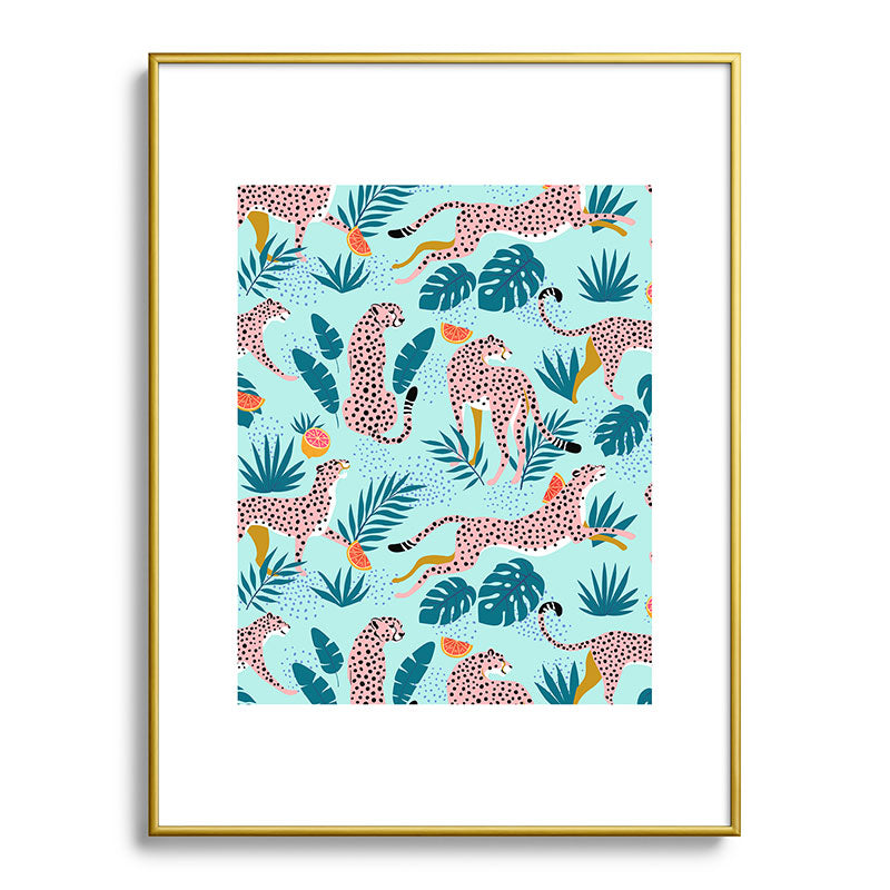 83 Oranges Cheetahs In Grapefruit Grove Metal Framed Art Print