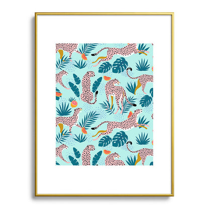83 Oranges Cheetahs In Grapefruit Grove Metal Framed Art Print
