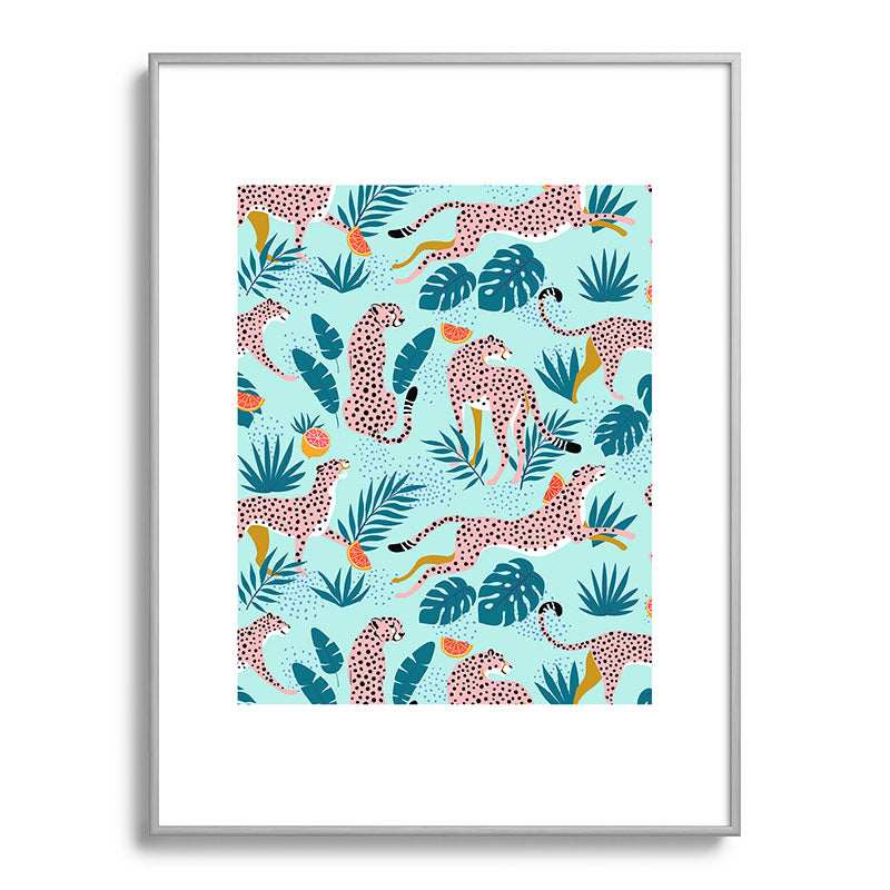83 Oranges Cheetahs In Grapefruit Grove Metal Framed Art Print