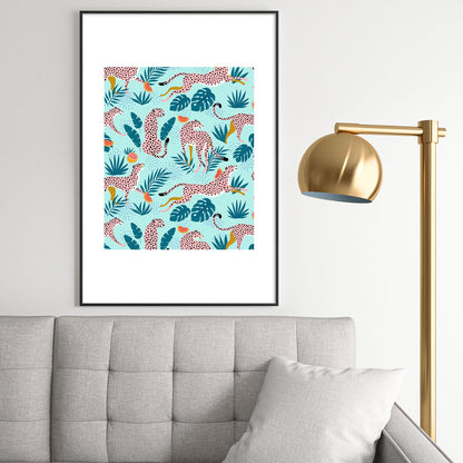 83 Oranges Cheetahs In Grapefruit Grove Metal Framed Art Print