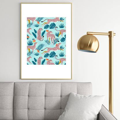 83 Oranges Cheetahs In Grapefruit Grove Metal Framed Art Print