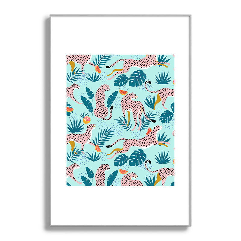 83 Oranges Cheetahs In Grapefruit Grove Metal Framed Art Print