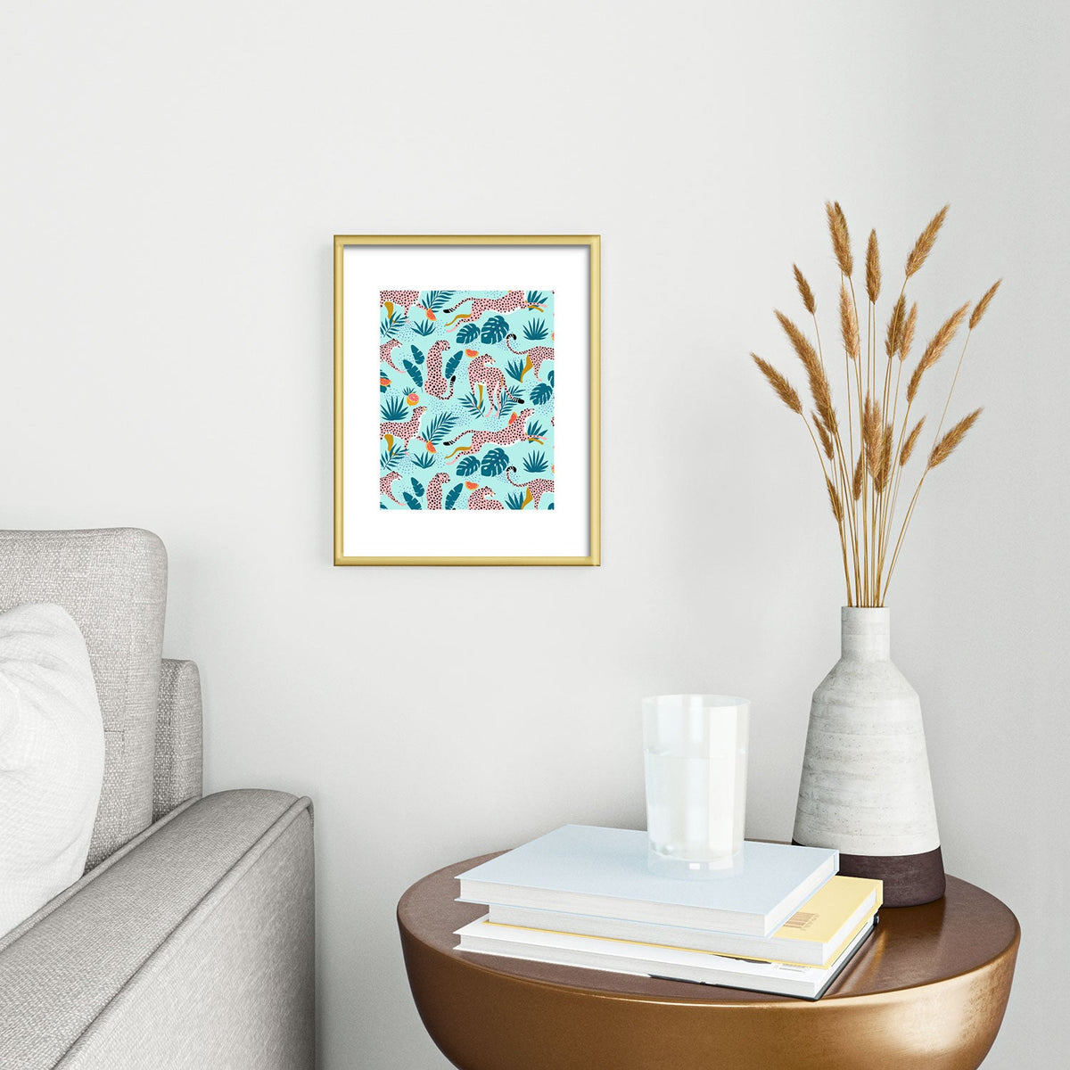 83 Oranges Cheetahs In Grapefruit Grove Metal Framed Art Print