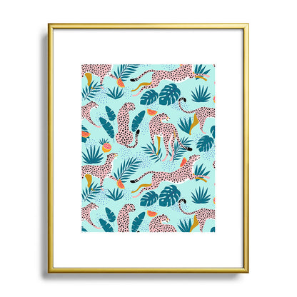 83 Oranges Cheetahs In Grapefruit Grove Metal Framed Art Print