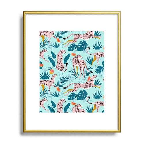 83 Oranges Cheetahs In Grapefruit Grove Metal Framed Art Print