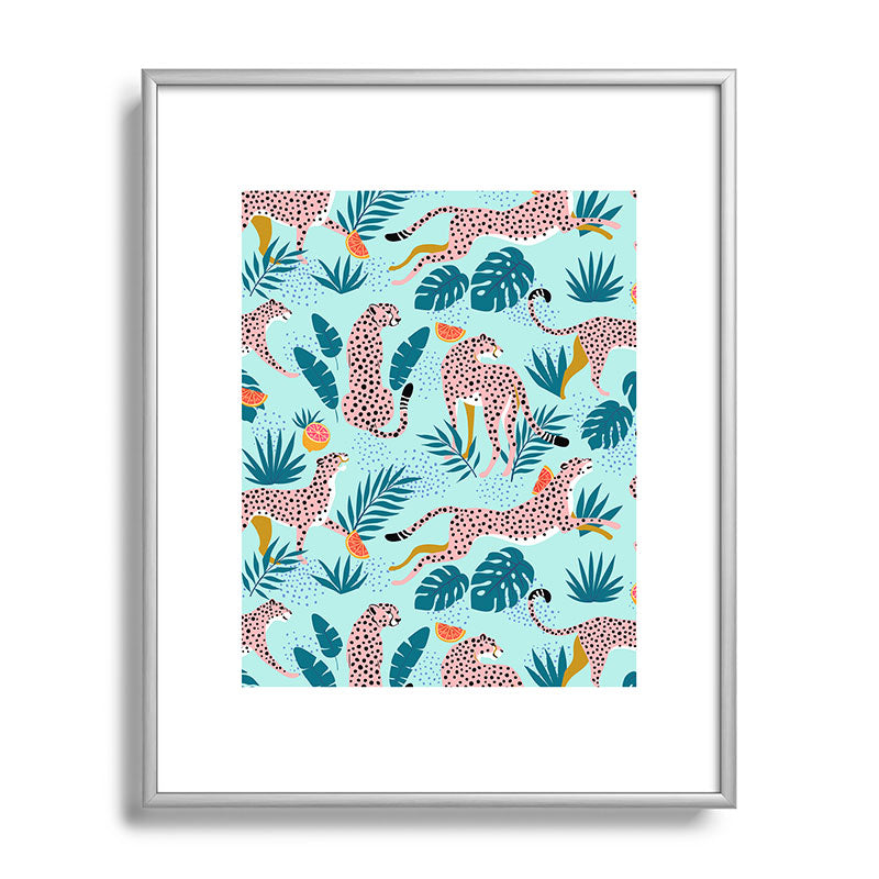 83 Oranges Cheetahs In Grapefruit Grove Metal Framed Art Print