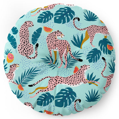 83 Oranges Cheetahs In Grapefruit Grove Floor Pillow Round