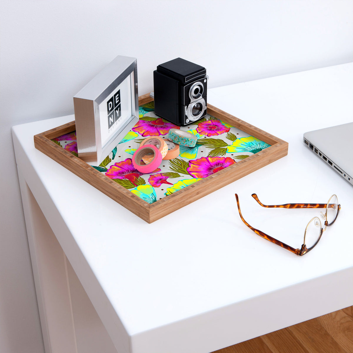83 Oranges Ecstatic Floral Square Tray