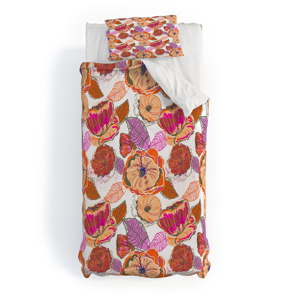 83 Oranges Fall Flora Duvet Cover
