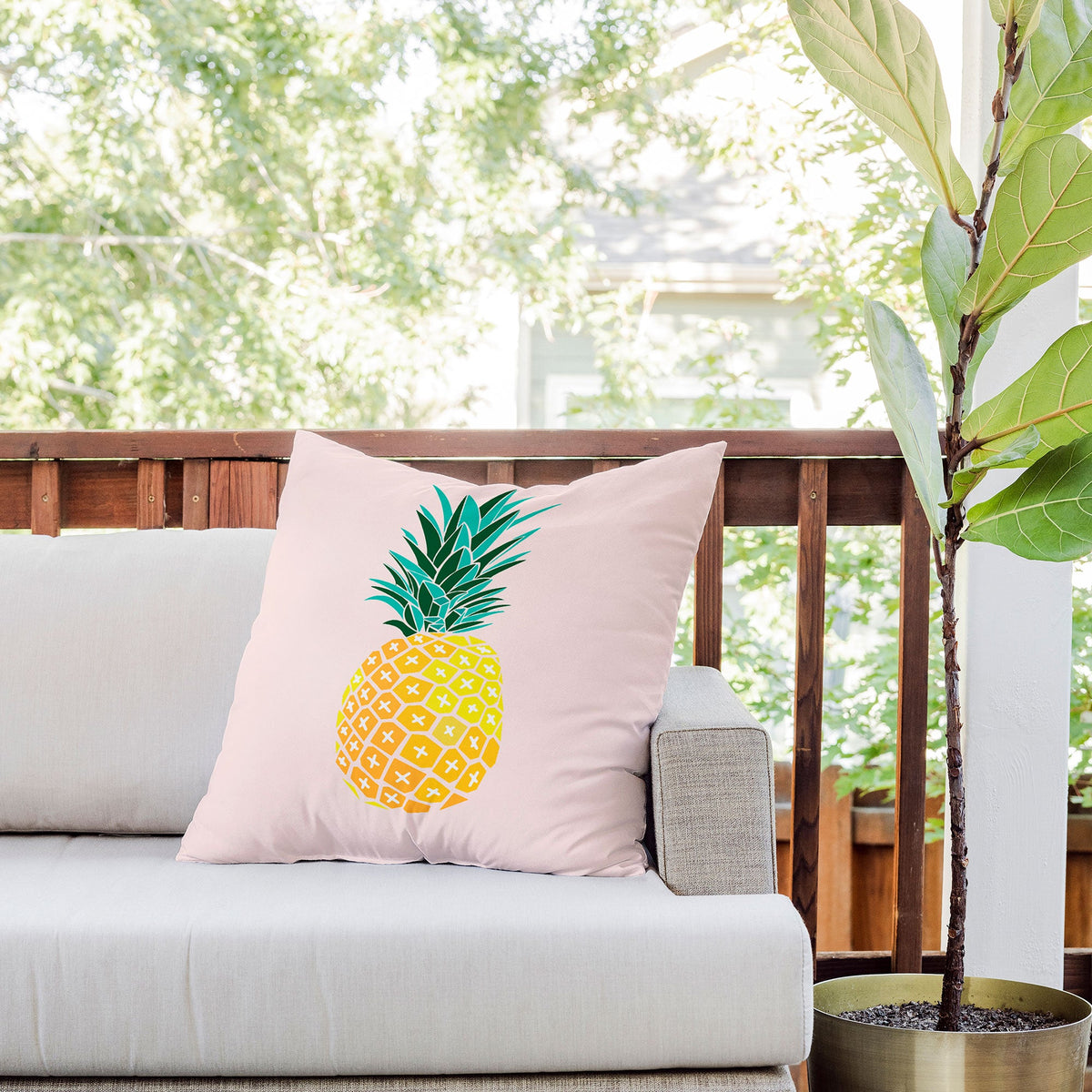 83 Oranges Finapple Outdoor Throw Pillow
