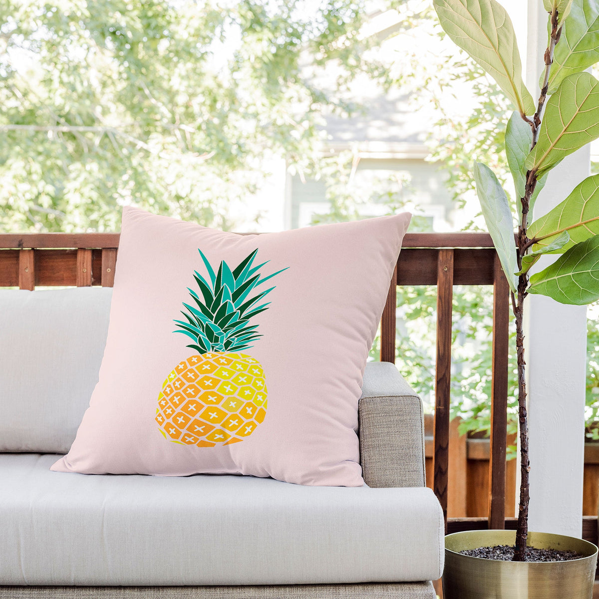83 Oranges Finapple Outdoor Throw Pillow