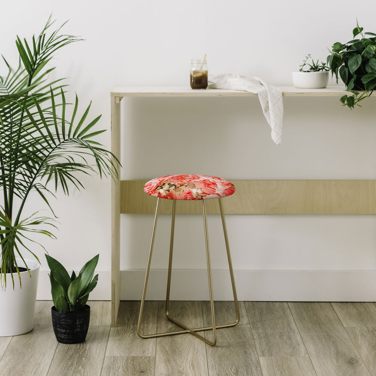 83 Oranges Fiona Floral Counter Stool