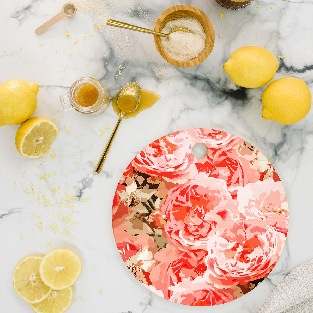 83 Oranges Fiona Floral Cutting Board Round