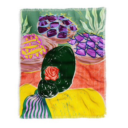 83 Oranges Fish Market Throw Blanket