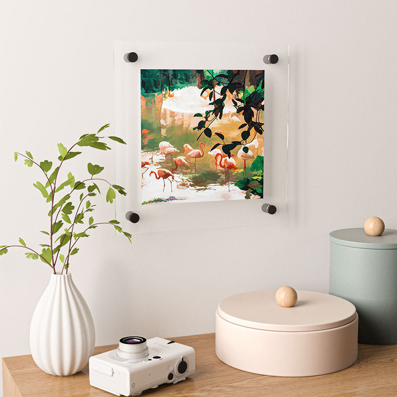 83 Oranges Flamingo Sighting Jungle Nature Floating Acrylic Print