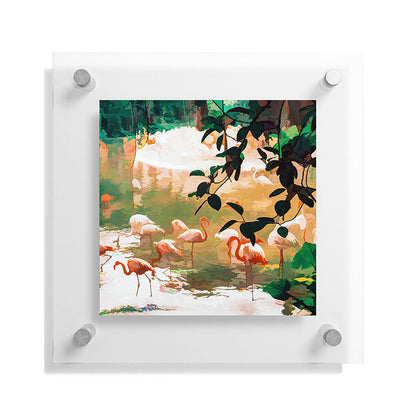 83 Oranges Flamingo Sighting Jungle Nature Floating Acrylic Print