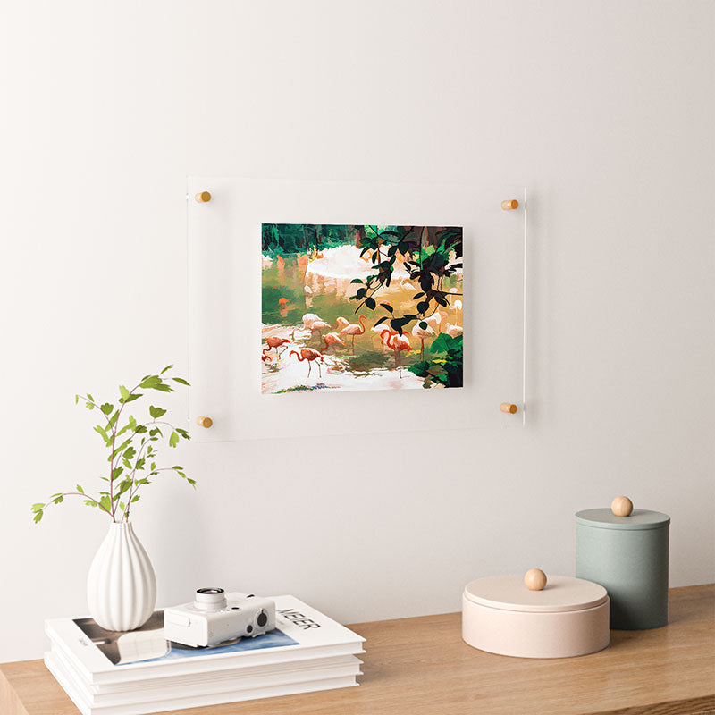 83 Oranges Flamingo Sighting Jungle Nature Floating Acrylic Print