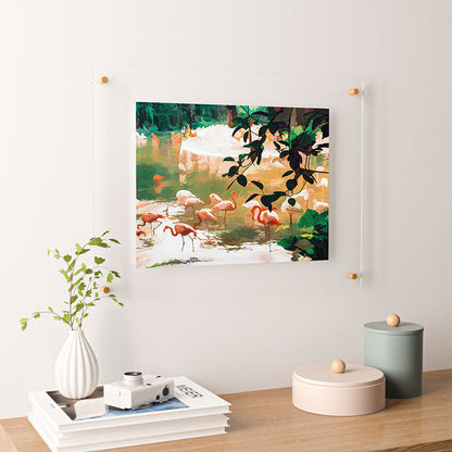 83 Oranges Flamingo Sighting Jungle Nature Floating Acrylic Print