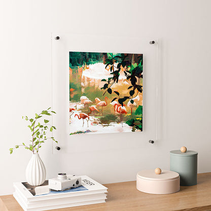 83 Oranges Flamingo Sighting Jungle Nature Floating Acrylic Print