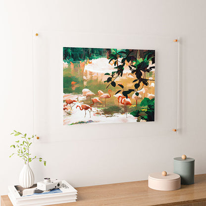 83 Oranges Flamingo Sighting Jungle Nature Floating Acrylic Print