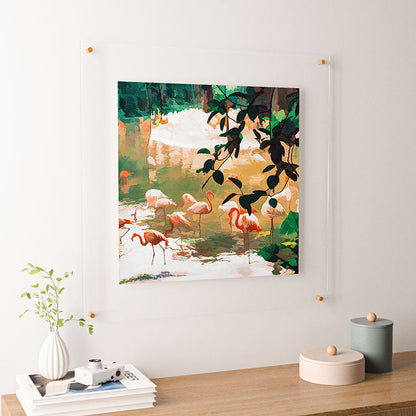 83 Oranges Flamingo Sighting Jungle Nature Floating Acrylic Print