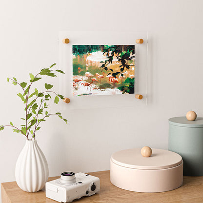 83 Oranges Flamingo Sighting Jungle Nature Floating Acrylic Print