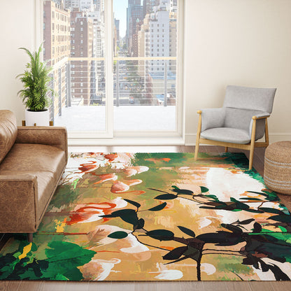 83 Oranges Flamingo Sighting Jungle Nature Area Rug