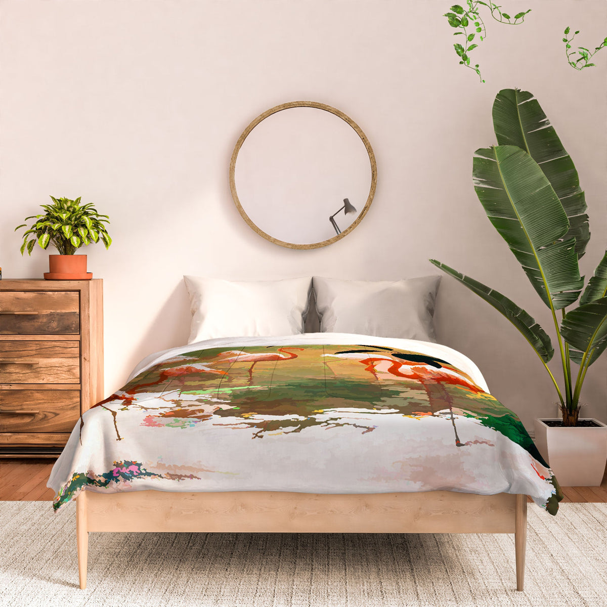 83 Oranges Flamingo Sighting Jungle Nature Comforter