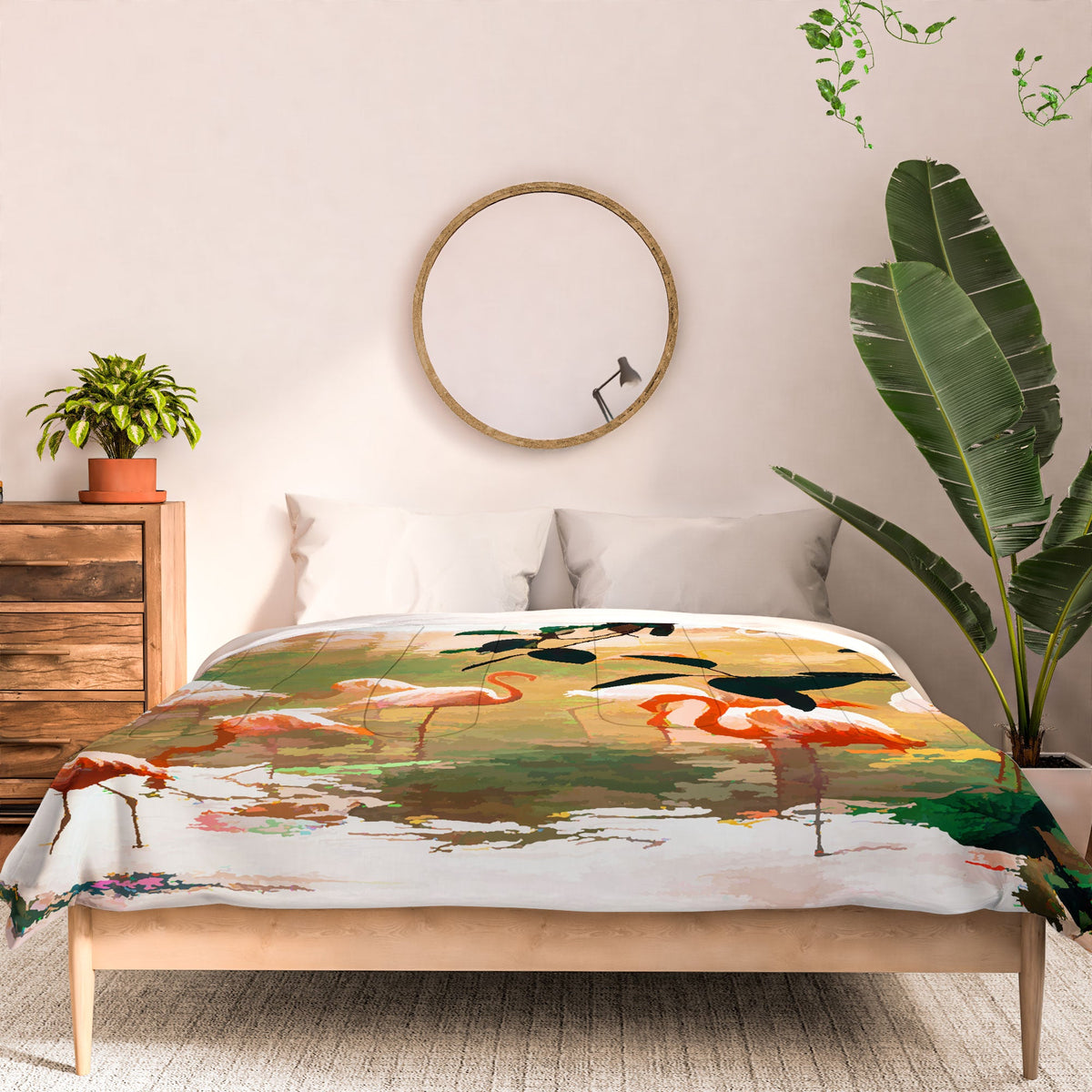 83 Oranges Flamingo Sighting Jungle Nature Comforter