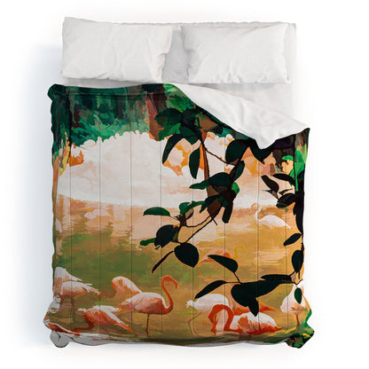 83 Oranges Flamingo Sighting Jungle Nature Comforter