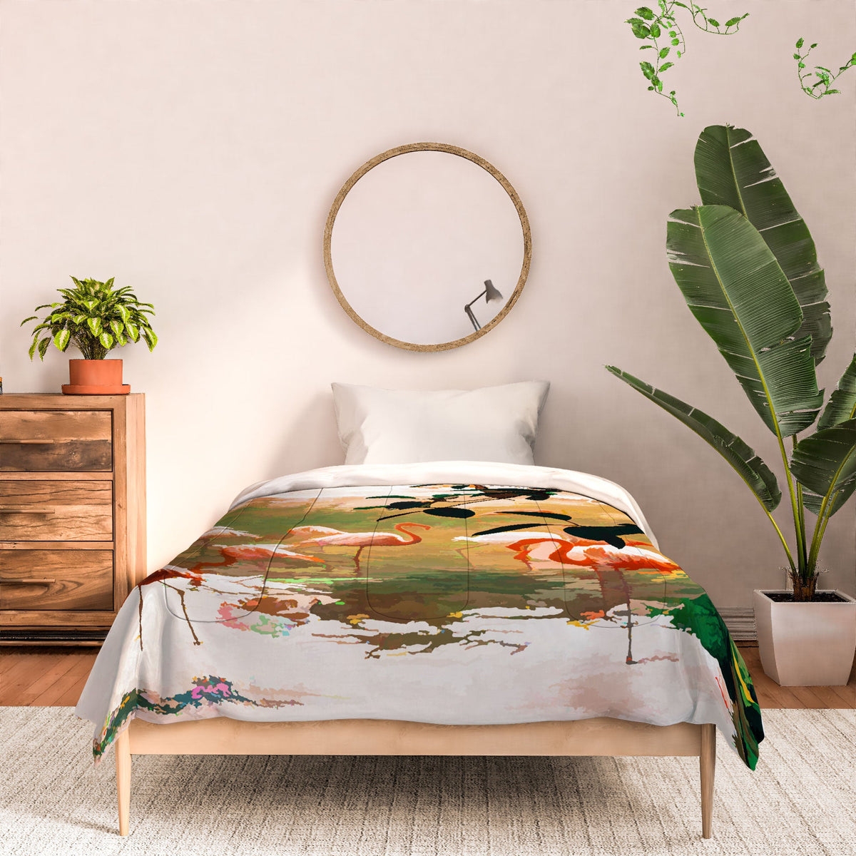 83 Oranges Flamingo Sighting Jungle Nature Comforter