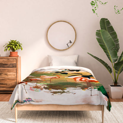 83 Oranges Flamingo Sighting Jungle Nature Comforter