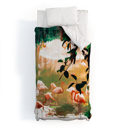 83 Oranges Flamingo Sighting Jungle Nature Comforter